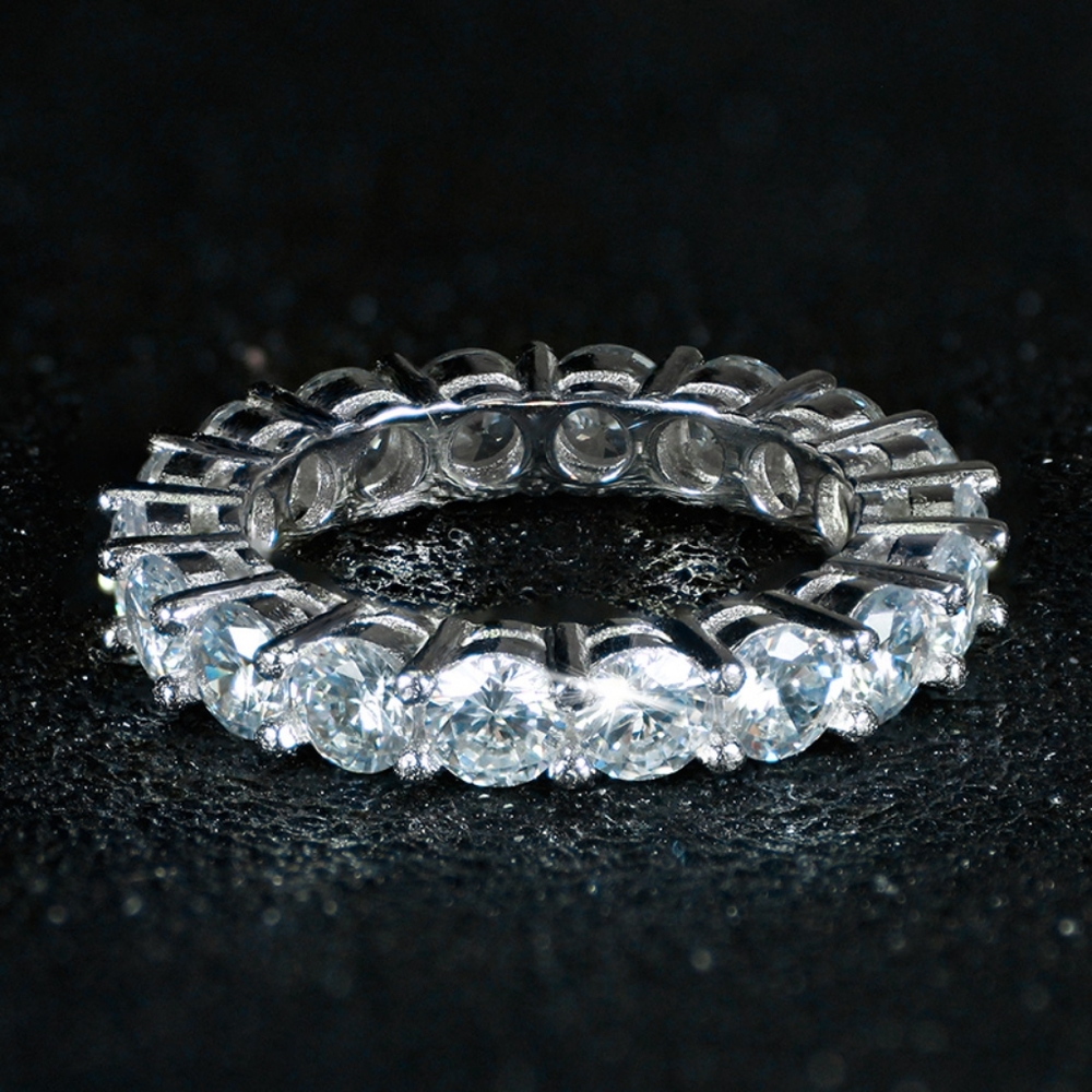 Exquisite Crossed Rose Gold Silver Diamond Ring - Picture 4 of 5